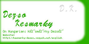 dezso kesmarky business card